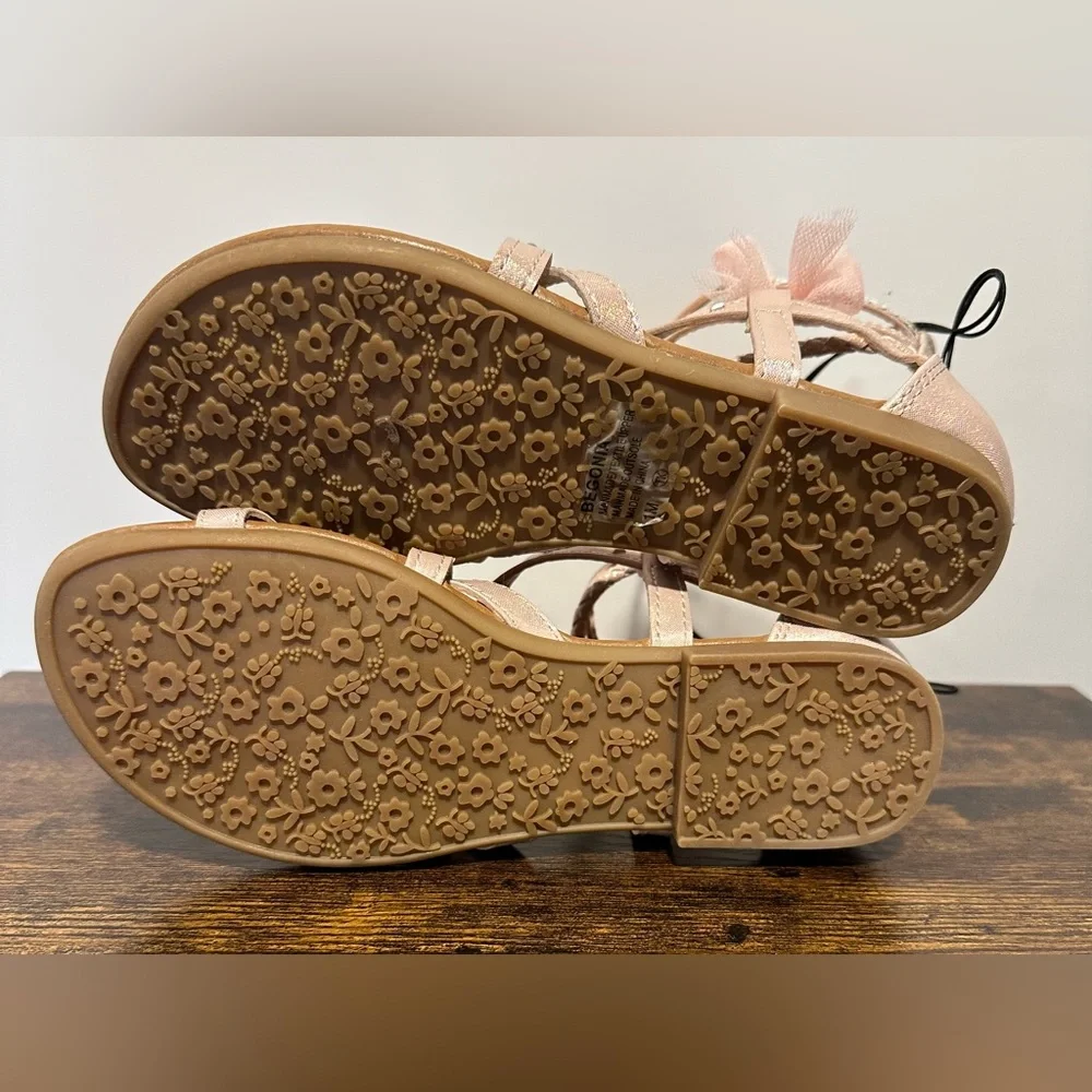 Pop Little Girls Begonia Pink Ankle Strap Flat Sandals NWT Size Little Girls 3